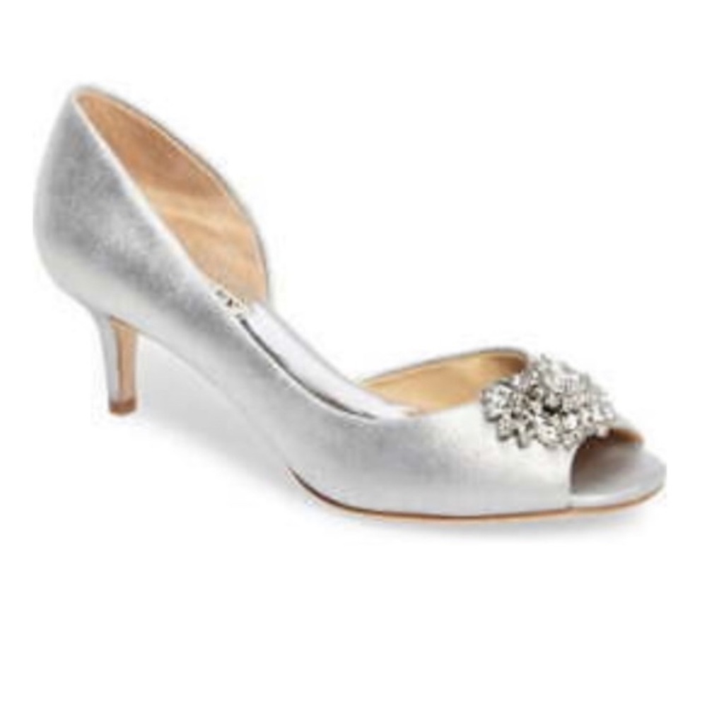 Badgley Mischka silver festive crystal shoes